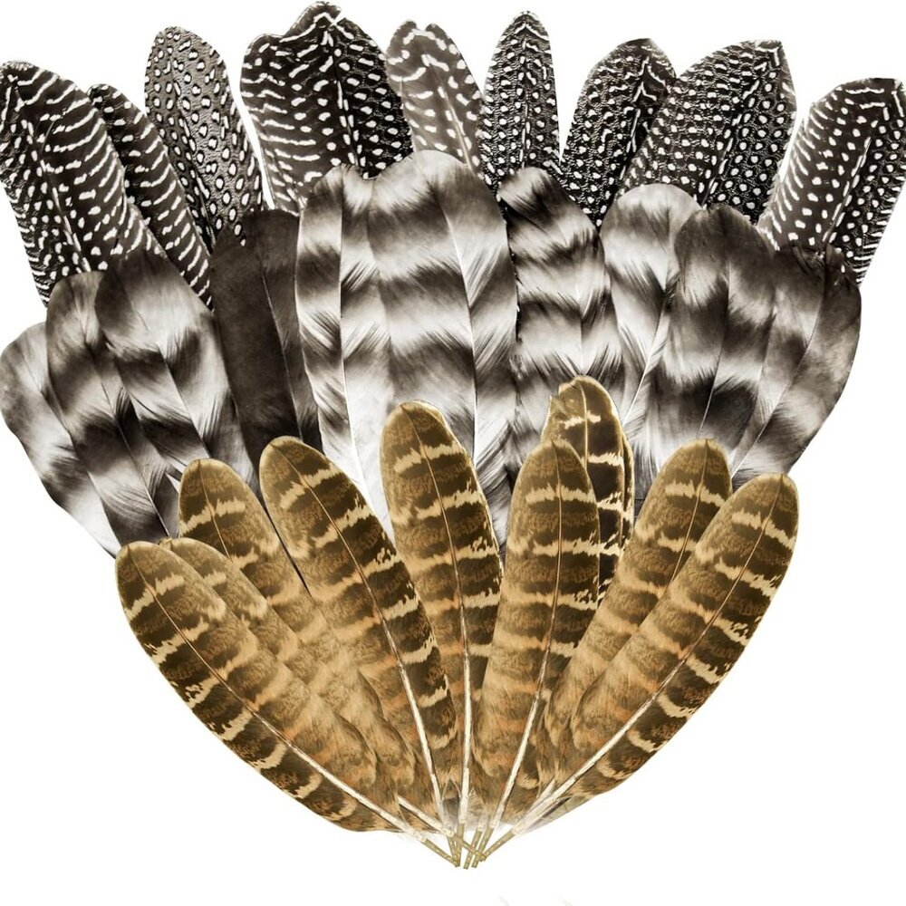 30Pcs Natural Turkey Feathers, 5.3-7 Inch Craft Feathers Pheasant for Hats, 3 St